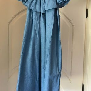 Chicwish denim off the shoulder dress